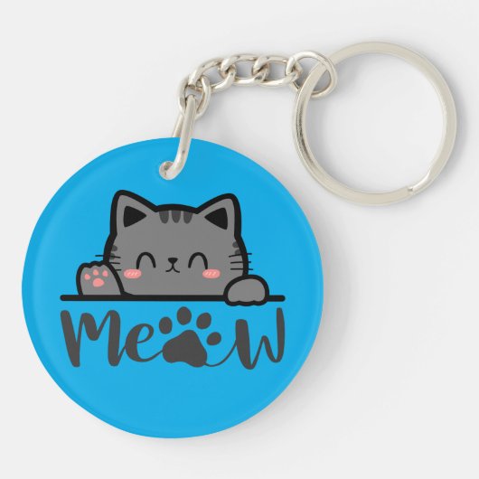 Schattigee Cat Meow Sleutelhanger – Grappig Kat Ca (Achterkant)