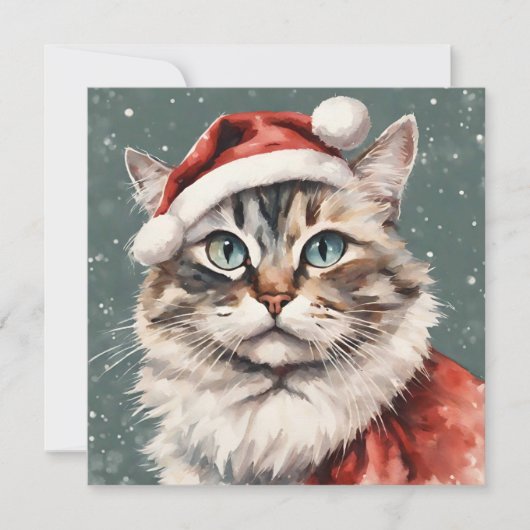 Schattigee Cat Meowy Christmas Funny Cat Feestdagenkaart (Voorkant)