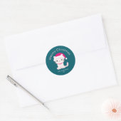 Schattigee Cat Meowy Christmas Green Ronde Sticker (Envelop)