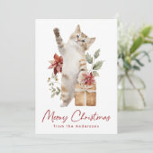 Schattigee Cat Meowy Kerst Niet-Foto Feestdagenkaart (Staand voorkant)