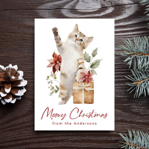 Schattigee Cat Meowy Kerst Niet-Foto Feestdagenkaart