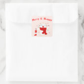 Schattigee Cat Merry & Happy | SCHATTIGE KERST STI Vierkante Sticker (Tas)
