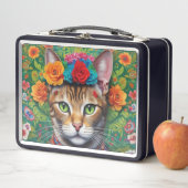 Schattigee Cat Mexicaanse stijl metalen lunchbox (In situ)