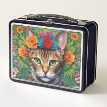 Schattigee Cat Mexicaanse stijl metalen lunchbox