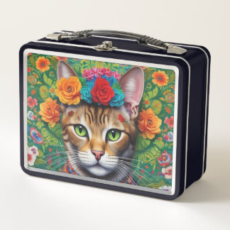 Schattigee Cat Mexicaanse stijl metalen lunchbox