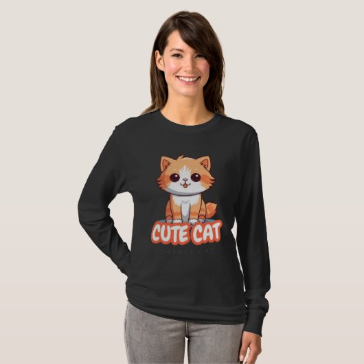 "Schattigee Cat Mode Print – Stijlvol Kat Design v T-shirt (Voorkant volledig)