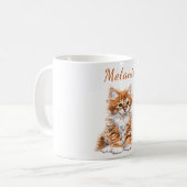 Schattigee Cat Mok met aangepaste naam (Voorkant links)