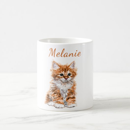 Schattigee Cat Mok met aangepaste naam (Center)