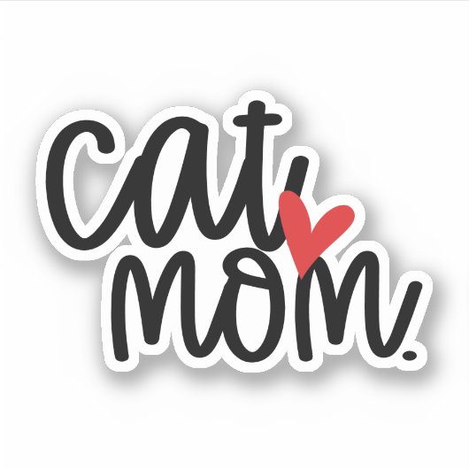 Schattigee Cat Mom Contour Custom-Cut Sticker (Voorkant)