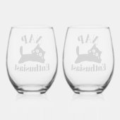 Schattigee Cat Nap liefhebber Wijnglas Zonder Voet (Achterkant)