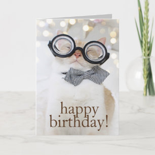 Schattigee Cat Nerd Bril Happy Birthday Wenskaart Kaart