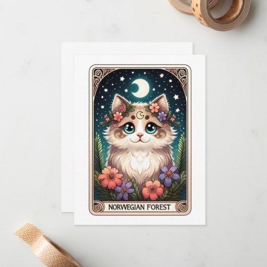 Schattigee Cat Note Kaart Notitiekaartje (Voorkant / Achterkant in situ)