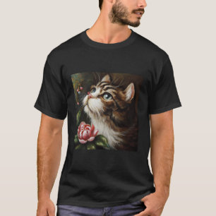 Schattigee Cat olieverfschilderij T-shirt