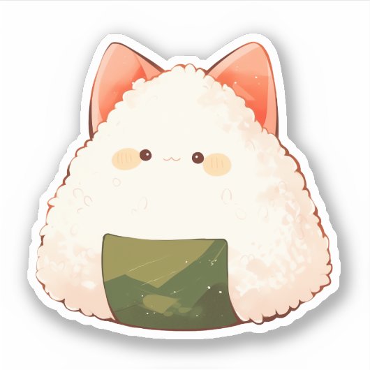 Schattigee Cat Onigiri Sticker (Voorkant)
