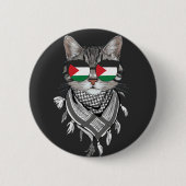 Schattigee Cat Palestine Flag Brillen Keffiyeh sja Ronde Button 5,7 Cm (Voorkant)