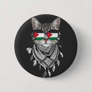 Schattigee Cat Palestine Flag Brillen Keffiyeh sja Ronde Button 5,7 Cm