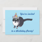 Schattigee Cat Party Pet Verjaardagsfeestuitnodigi Kaart (Voorkant)
