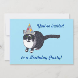 Schattigee Cat Party Pet Verjaardagsfeestuitnodigi Kaart