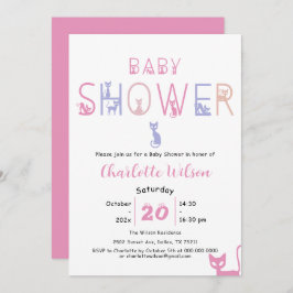Schattigee Cat Pastel Kleur Baby shower Kaart