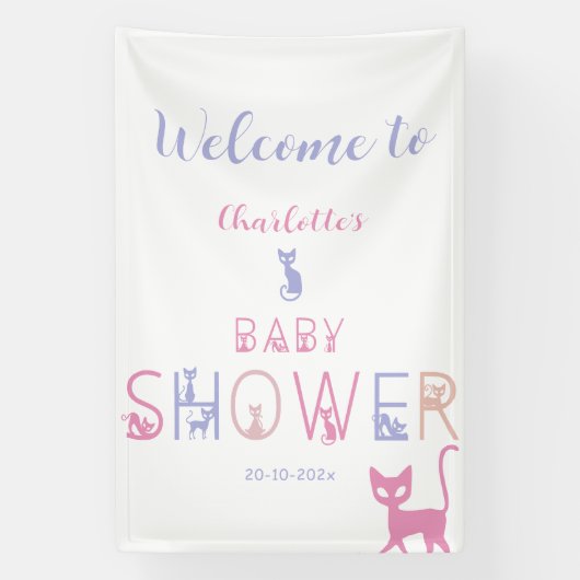 Schattigee Cat Pastel Kleur Baby shower Spandoek (Verticaal)
