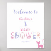 Schattigee Cat Pastel Kleur Baby shower Welkom Poster (Voorkant)