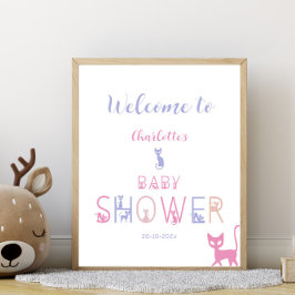 Schattigee Cat Pastel Kleur Baby shower Welkom Poster