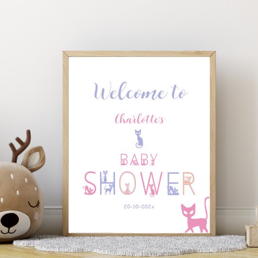Schattigee Cat Pastel Kleur Baby shower Welkom Poster