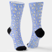 Schattigee Cat Pattern Blue Novelty Sokken (Gebogen)