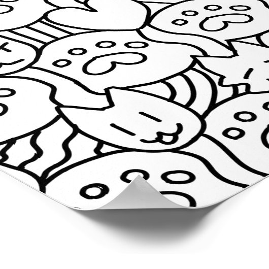 Schattigee Cat Pattren Kleurplaat Poster (Hoek)