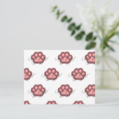 Schattigee Cat Paw "MEOW" Kalligrafie - Schattig K Briefkaart (Staand voorkant)