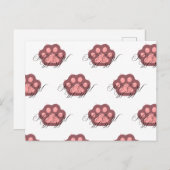 Schattigee Cat Paw "MEOW" Kalligrafie - Schattig K Briefkaart (Voorkant / Achterkant)