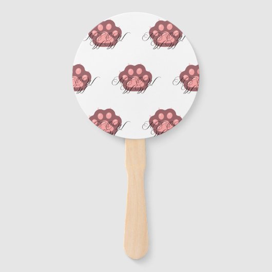 Schattigee Cat Paw "MEOW" Kalligrafie - Schattig K Handwaaier (Achterkant)