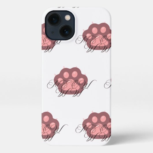 Schattigee Cat Paw "MEOW" Kalligrafie - Schattig K iPhone Hoesje (Achterkant)