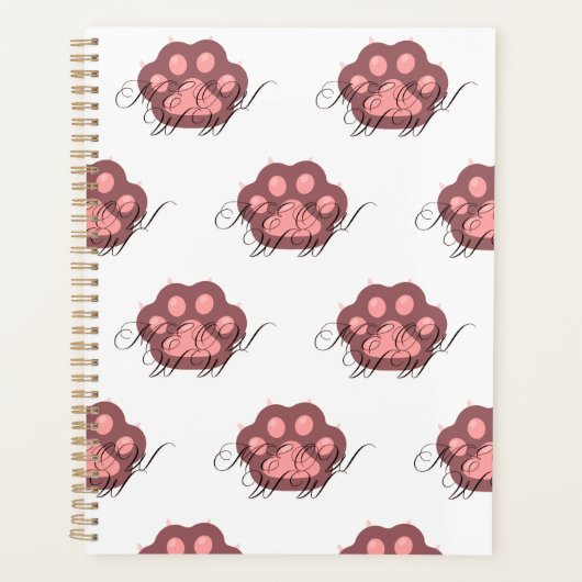 Schattigee Cat Paw "MEOW" Kalligrafie - Schattig K Planner (Voorkant)
