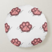 Schattigee Cat Paw "MEOW" Kalligrafie - Schattig K Rond Kussen (Achterkant)