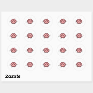 Schattigee Cat Paw "MEOW" Kalligrafie - Schattig K Ronde Sticker