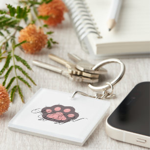 Schattigee Cat Paw "MEOW" Kalligrafie - Schattig K Sleutelhanger