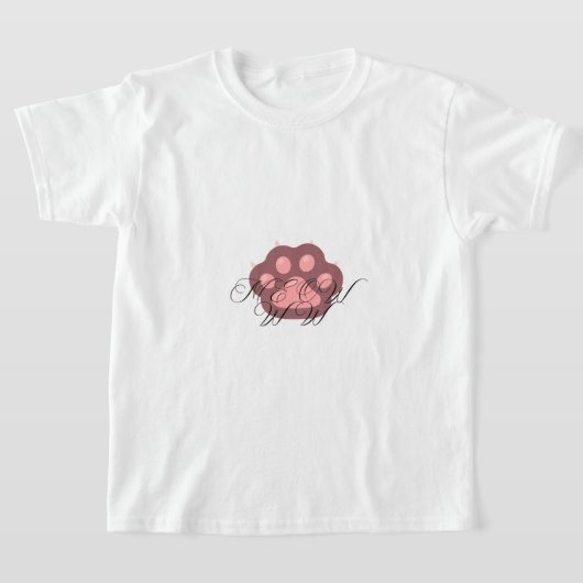 Schattigee Cat Paw "MEOW" Kalligrafie - Schattig K T-shirt (Laagn)