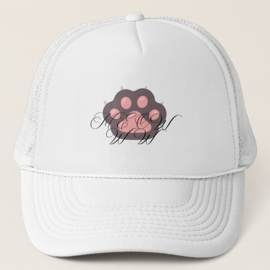 Schattigee Cat Paw "MEOW" Kalligrafie - Schattig K Trucker Pet (Voorkant)