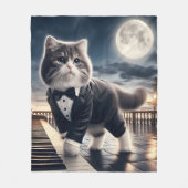 Schattigee Cat Pawdigy speelt een maanlicht sonate Fleece Deken (Voorkant)