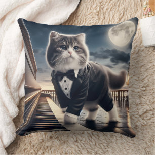 Schattigee Cat Pawdigy speelt een maanlicht sonate Kussen