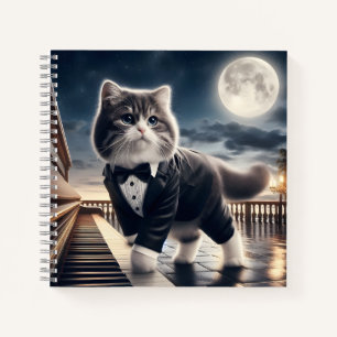 Schattigee Cat Pawdigy speelt een maanlicht sonate Notitieboek
