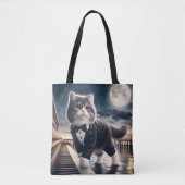 Schattigee Cat Pawdigy speelt een maanlicht sonate Tote Bag (Voorkant)