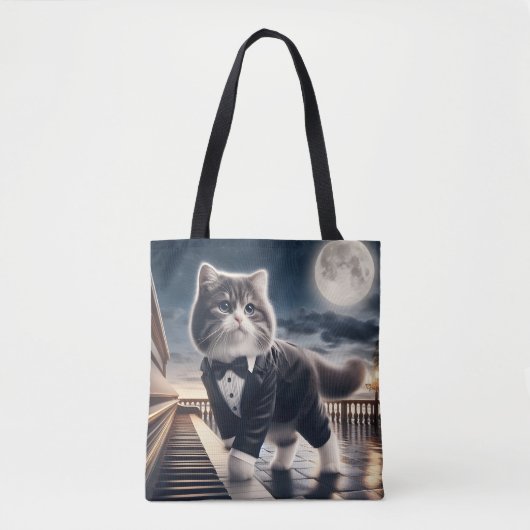 Schattigee Cat Pawdigy speelt een maanlicht sonate Tote Bag (Voorkant)
