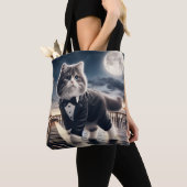 Schattigee Cat Pawdigy speelt een maanlicht sonate Tote Bag (Dichtbij)