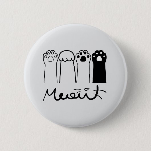 Schattigee Cat Paws Meow Button Badge (Voorkant)
