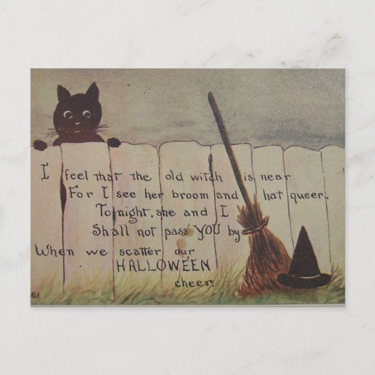 Schattigee Cat Peeking Halloween Briefkaart (Voorkant)