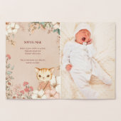 Schattigee Cat Photo Girl Geboorteaankondiging Folie Kaarten (Binnen)