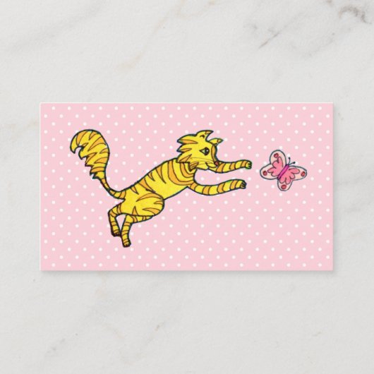 Schattigee Cat Pink Butterfly Stippen Luier Raffle Informatiekaartje (Achterkant)
