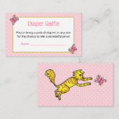 Schattigee Cat Pink Butterfly Stippen Luier Raffle Informatiekaartje (Voorkant / Achterkant)